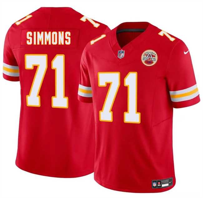 Men & Women & Youth Kansas City Chiefs #71 Josh Simmons Red 2025 Draft F.U.S.E. Vapor Untouchable Limited Stitched Jersey